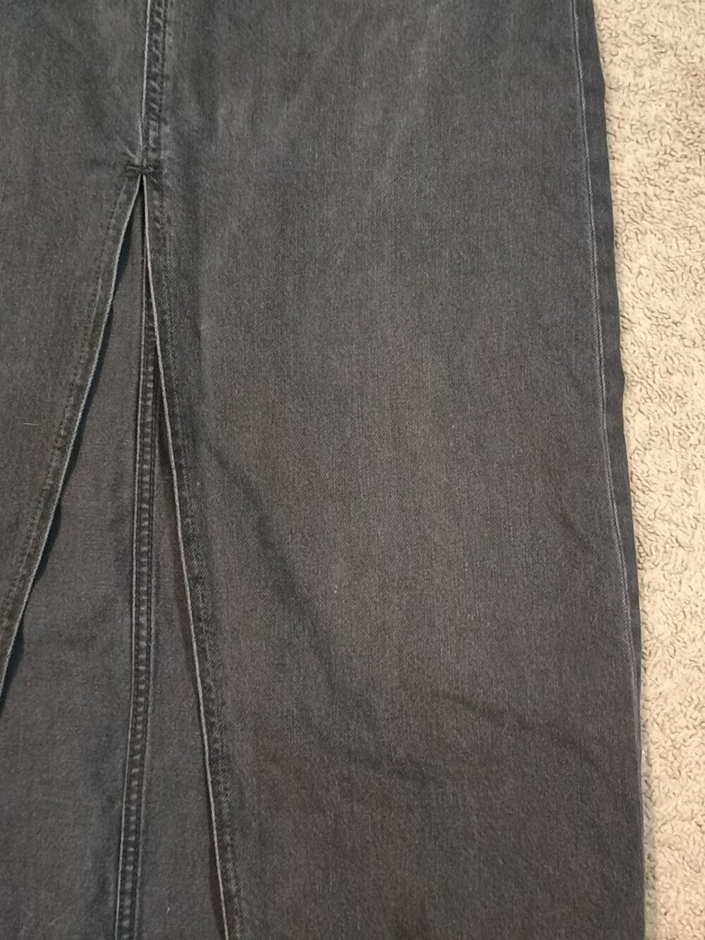 Free People/Denim Maxi Skirt/Women 28 Black Front Slit Boho Western Festival Ski - Picture 8 of 11